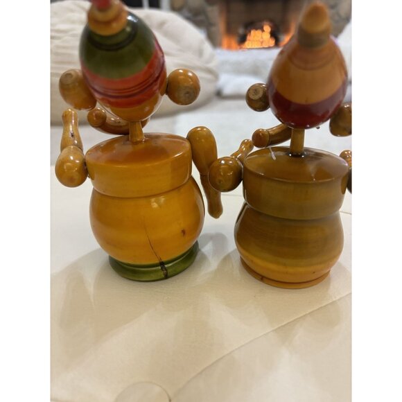 Wooden Indian Elephant Ganesha Set Of 2 Handcrafted Wooden Ganapathi - Picture 8 of 14